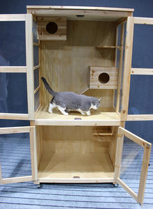 Villa moderne de luxe extra large en bois massif <span class=keywords><strong>pour</strong></span> chats, niche intérieure et extérieure <span class=keywords><strong>pour</strong></span> animaux de compagnie avec fermeture à bouton, nid <span class=keywords><strong>pour</strong></span> chiens et chats - Product Image 4