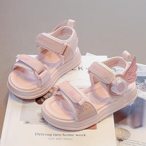 2025 sandales d'été pour filles nouvelles chaussures de plage de princesse à bout ouvert à la mode avec semelle intérieure en PU fond souple et bouton rotatif - Product Image 2