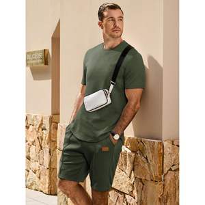 2025 <b>Men's</b> Casual 2-Piece Outfit Short Sleeve T-<b>Shirt</b> Shorts Breathable Print Design <b>for</b> Summer <b>Beach</b> Vacation Workout Lounge - Product Image 1
