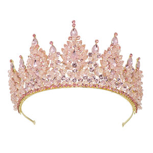 Corona de oro de lujo personalizada para mujer Miss Universo boda tiara verde azul rojo púrpura colores nupcial desfile <span class=keywords><strong>tocado</strong></span> tocados - Product Image 4