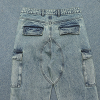 Pantalon Cago Denim Vintage Y2K pour Femme Broderie Personnalisée sur Jeans Brodés de Fleurs pour Dame
