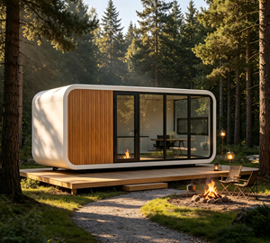 Casa Cápsula Modular Prefabricada Tipo Apple <span class=keywords><strong>con</strong></span> Paneles de Vidrio Completos para Villas, Resorts, <span class=keywords><strong>Apartamentos</strong></span> y Proyectos de Glamping - Product Image 1
