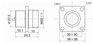 Connecteur circulaire à bride P28-2H étanche en laiton 25A pour connexions de câbles d'alimentation 2-26 broches, aviation - Product Image 2