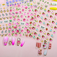 Autocollants pour ongles en 3D avec fleurs en relief pour ongles en acrylique, autocollants mignons pour ongles