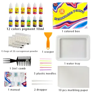 KHY Hot Sale New Trend Non-toxic 12 Colors 10ML Water Drawing Kit Gift Art Drawing Toys Water Marbling Painting Sets