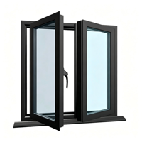 Fenêtre à battant extérieure en aluminium isolée thermiquement, double vitrage pour application murale extérieure de chambre de villa