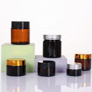Conteneur personnalisé pour soins de la peau 5 10 15 20 ml 30 50 100 g Pot en verre rond ambré avec couvercles - Product Image 3