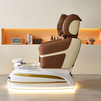 Fauteuil de pédicure spa multifonctionnel au design moderne et relaxant, couleur marron doré, avec éclairage LED 7 couleurs et jet sans tuyau – Le plus populaire des meubles de salon
