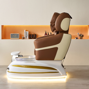 Sillón de Pedicura Spa de Diseño Moderno y Relajante en Color Marrón Dorado con Luz LED de 7 Colores, el Más Vendido para Salones de Belleza - Product Image 4