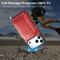 Étui de téléphone en cuir microfibre personnalisé pour iPhone 16 Pro, porte-cartes premium, sac bandoulière, protection antichoc, blocage RFID