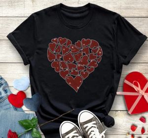 T-shirt di strass personalizzate pesanti 100% Unisex <span class=keywords><strong>con</strong></span> <span class=keywords><strong>cuore</strong></span> <span class=keywords><strong>rosso</strong></span> Topz Top vendita eco-friendly - Product Image 1