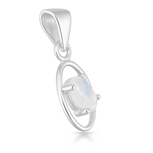 จี้หมุนมูนสโตนชุบโรเดียมเงินสเตอร์ลิงทำด้วยมือแบบมินิมอลปรับได้ - Product Image 2