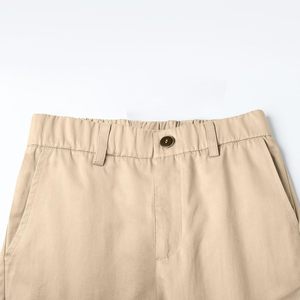 Shorts chino pour garçons en polyester/coton, brodés, taille élastique, poches plates sur le devant, taille mi-haute, infroissables, uniforme scolaire, bermuda - Product Image 3