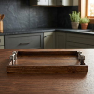 Colección de Año Nuevo, Bandeja de Servir de Madera Ecológica, Duradera, Hecha a Mano, con Acabado Pulido y Diseño Floral, Apta para Microondas, para el Hogar - Product Image 1