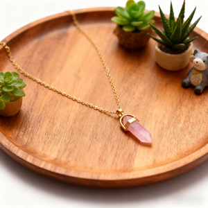 Kalung Kristal Alami Heksagonal Berlapis Emas 18K PVD Anti Karat Tahan Air, Liontin Kuarsa Alami Bentuk Heksagonal, Laris Manis - Product Image 2