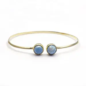 Bellissimo bracciale in pietra preziosa larimar placcato oro regolabile braccialetto blu braccialetto gioielli nuovo oggetto regalo per amico