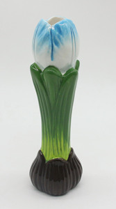 Vase en céramique en forme de <span class=keywords><strong>crocus</strong></span> blanc et violet avec tige verte et base marron, ornement de table décoratif - Product Image 2