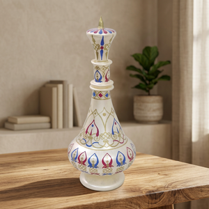 Zahereen LJ116 Hand Painted Ivory Dream Decal Surface Mouth-Blown Glass <b>Bottle</b> with <b>Stopper</b> Seal Egyptian Craft Gift - Product Image 3