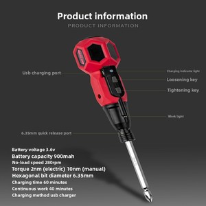 Mini tournevis domestique 3,6 V avec embout magnétique, lumière de travail, rechargeable par USB pour le bricolage domestique - Product Image 4
