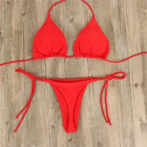 Bikini de Gasa Rosa con Detalles de Encaje, Top de Bikini con Relleno y Push-Up para <span class=keywords><strong>Mujer</strong></span> con Busto <span class=keywords><strong>Grande</strong></span>, Sin Varillas - Product Image 1