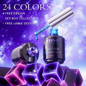 Juego de Esmaltes de Uñas en Gel JTING <span class=keywords><strong>Super</strong></span> Shiny Sparkle Glitter, Colección de 24 Colores, Caja con Carta de Colores Gratis, Vegano, Sin Hema - Product Image 4