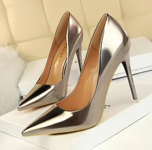 elegant fashion point toe bronze heels for ladies party women high heels shoes 2022