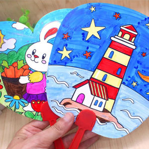 กระดาษระบายสีรูปพัดด้วยมืองานฝีมือแบบทำมือของเล่นสำหรับเด็กอนุบาลเพื่อการศึกษาสำหรับ<span class=keywords><strong>เด็ก</strong></span><span class=keywords><strong>อนุบาล</strong></span> - Product Image 3