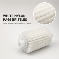 Rouleau brosse cylindrique en nylon blanc PA66 avec double roulement en plastique blanc, noyau en PP, taille personnalisée
