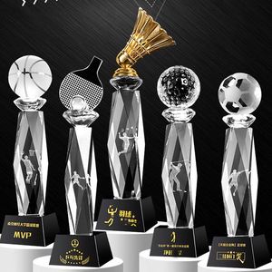 Pujiang Wholesale Creative Football <b>Crystal</b> Trophy with Custom Laser Engraving and Globe Design for Sports Competition Awards - Product Image 5