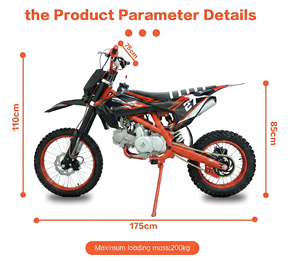 Motocicleta Todoterreno de <span class=keywords><strong>125cc</strong></span>, 4 Tiempos, Chasis de Acero, Arranque Eléctrico/a Pedal, Tanque de Combustible de 4.3L, Motocross para Adultos - Product Image 5