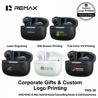 Écouteurs sans fil REMAX TWS-35 ANC - Réduction de bruit de -40 dB, 6 micros ENC, appels IA, autonomie de 27 h, Bluetooth 6.0