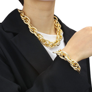 Gold Plated Chain <b>Necklace</b> Zinc Alloy Unisex Fashion Jewelry <b>Statement</b> Piece - Product Image 5