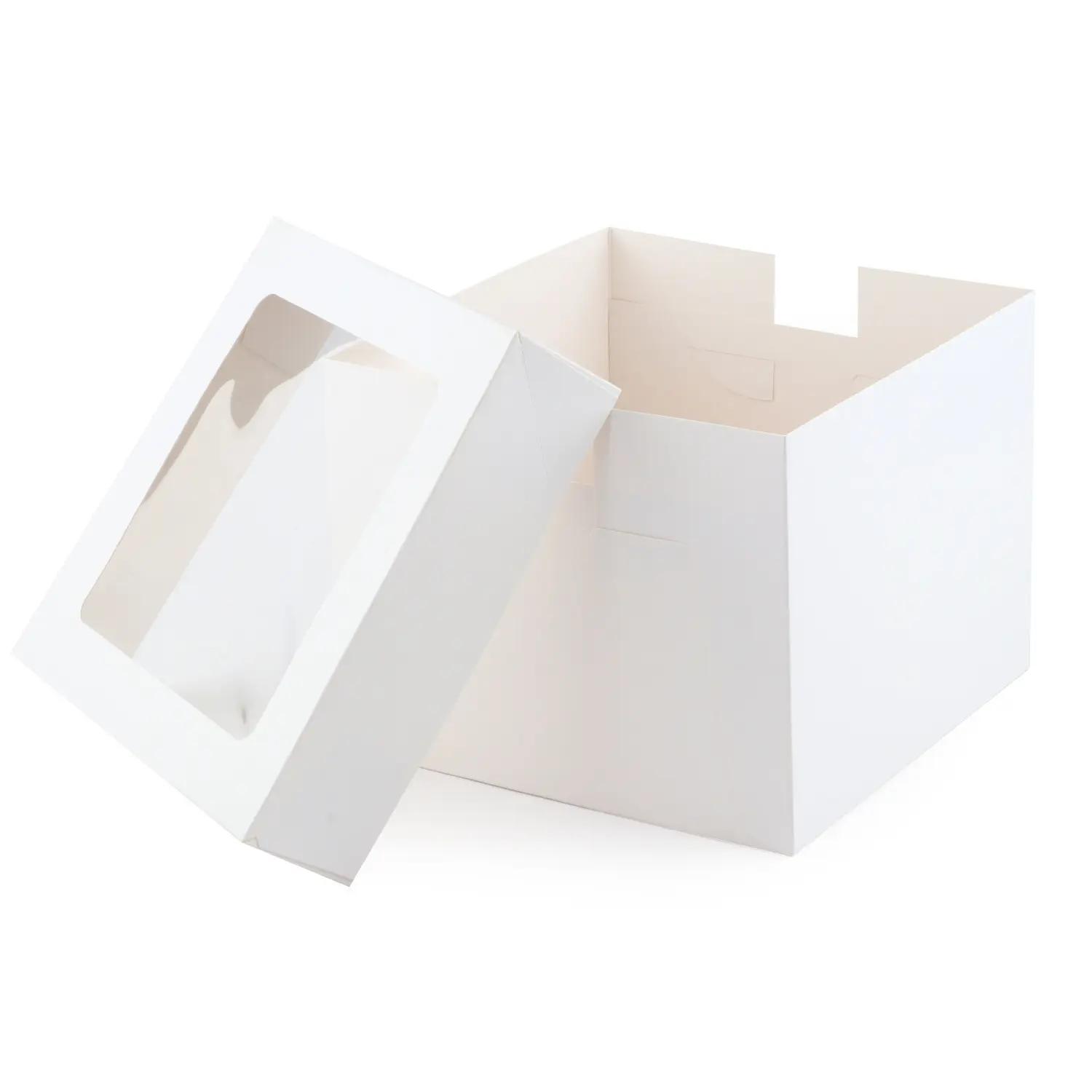 12x12x8 10x10x8 pulgadas cajas altas para pasteles con ventana blanco grande panadería hornear portador desechable contenedor para sacar para pasteles