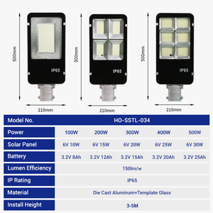 Vente en gros, promotion : Lampadaire solaire LED commercial à panneau monocristallin séparé, batterie au lithium, 100W 200W 300W 400W 500W - Product Image 1