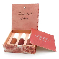 Coffret d'emballage de luxe avec logo personnalisé rose, boîte cadeau magnétique pour ensembles de rouges à lèvres, emballage brillant à lèvres, 5 pièces