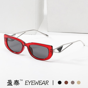 แว่นกันแดดทรงแคทอาย ยี่ห้อ Yingtai กรอบสีแดง ขาโลหะ ป้องกันรังสียูวี 400 สำหรับทุกเพศทุกวัย แฟชั่น - Product Image 1