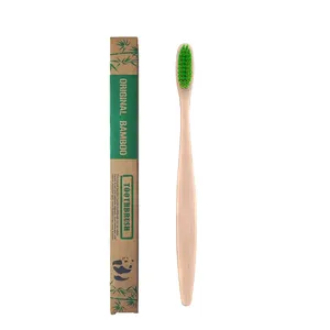 Brosse à dents en bambou biodégradable de haute qualité pour enfant adulte à poils nano souples noirs avec étui de support de logo personnalisé OEM ODM