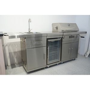 Meubles de cuisine extérieure haut de gamme à 4 brûleurs avec barbecue, en acier inoxydable SS304, grille composite, <span class=keywords><strong>bac</strong></span> à graisse <span class=keywords><strong>et</strong></span> pieds réglables - Product Image 2