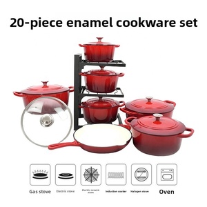 Ensemble de 20 ustensiles de cuisine en <span class=keywords><strong>fonte</strong></span> émaillée antiadhésifs avec couvercles en verre/<span class=keywords><strong>fonte</strong></span>, design moderne et minimaliste, multifonctionnel - Product Image 4