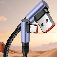 Câble magnétique USB-A USB-C à charge rapide 90° PD 65W de 30 cm pour scanner de codes-barres, téléphone portable, ordinateur, jeux et batteries externes