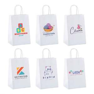 Sacs à emporter pour restaurant, sacs en papier kraft avec poignées, tailles et logos personnalisés possibles. - Product Image 5