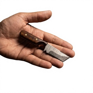 Couteau de chasse et de survie à lame fixe mini, pointe tombante, en acier Damas de qualité industrielle, fabriqué à la main, manche en bois OEM, facile à utiliser - Product Image 2