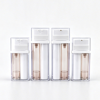 Offre Spéciale – Flacons Pompe Airless en Plastique Double Tube 2-en-1 à Double Compartiment pour Crème Visage, Crème Contour des Yeux et Sérum