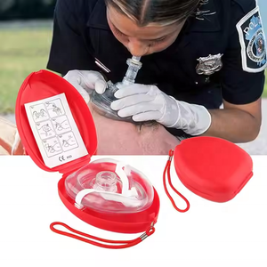Máscara de rescate <span class=keywords><strong>CPR</strong></span> de válvula única en estuche rígido rojo Resucitador de bolsillo para niños adultos con correa elástica Bordes acolchados por aire - Product Image 3