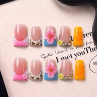 Ongles à presser en acrylique faits main, courbés 3D, style bec de canard français, couvrance totale, PMMA, faux ongles en vrac, 10 pièces