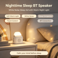 Haut-parleur créatif à bruit blanc pour V5.3, sortie 3W, veilleuse multifonctionnelle, minuterie, batterie 1200mAh, contrôle par application, aide au sommeil