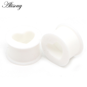 2 uds tapones y túneles de silicona para los oídos en forma de corazón tapones para los oídos flexibles expansores de oreja pendientes de túnel calibres joyería para el cuerpo Piercings - Product Image 3
