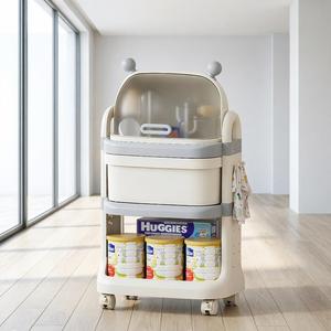 Rak Penyimpanan Plastik PP <span class=keywords><strong>3</strong></span> Tingkat Portabel dengan Roda, Rak Organizer Hemat Ruang, Troli Penyimpanan Dapur Kamar Mandi untuk Rumah - Product Image 2