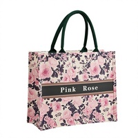 Sac fourre-tout pliable en toile florale, personnalisable, sac cadeau haut de gamme, publicité tridimensionnelle, promotionnel, grande capacité