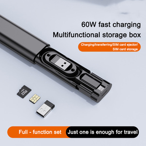 Kit de Accesorios Multifuncionales Creativos para Teléfono Móvil: Lector de Cable de Datos 5 en 1, Almacenamiento Tipo C, Carga Rápida 3A y Caja Portátil - Product Image 4